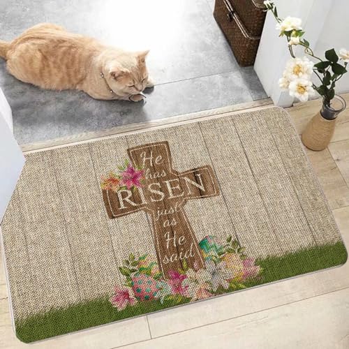 Gagechappyeasterdoormatcrosseggflowersrugfarmhousekitchendecorationforfloorfrontmatindooroutdoorhomedecor17x27inch Urban Country Home Decor Gagec happy easter door mat cross egg flowers rug farmhouse kitchen decoration for floor front mat indoor outdoor home decor 17 x 27 inch urban country home decor