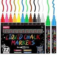 Thboxes 12 Color Liquid Chalk Pens Set, 6mm Wipeable Chalk Markers Chalkboard Pens for Glass Blackboard Windows Drawing Writing Christmas Decorations