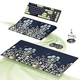 Ospelelf Keyboard Wrist Rest Stand Pad and Ergonomic Mouse Pad Set with Large Mousepad, Memory Foam Comfort, Premium Office Desk Accessories for Pain Relief, Moonlit Blossoms