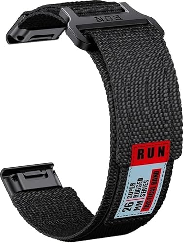 MOQIAN 26mm �i�C�������t�b�N�A���h���[�v���v�o���h �| Garmin Fenix 8�i51mm ���f���j�AFenix 7X/6X/5X�ADescent Mk1/Mk2/Mk2i �ɑΉ� (�u���b�N)