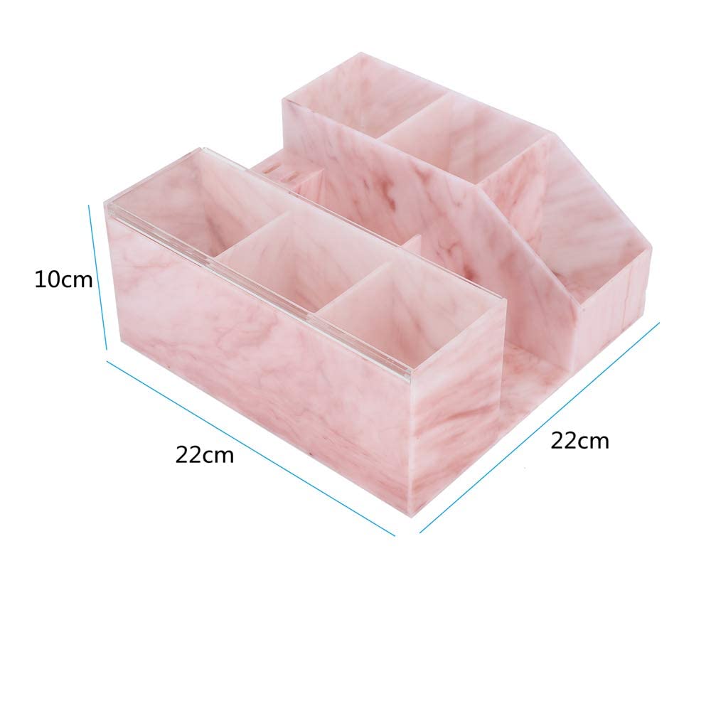 zalati Scatola porta attrezzi per bellezza per ciglia Espositore per trucco cosmetico Contenitore per estensione per ciglia finte Scatola portaoggetti per attrezzi, stile marmorizzato rosa