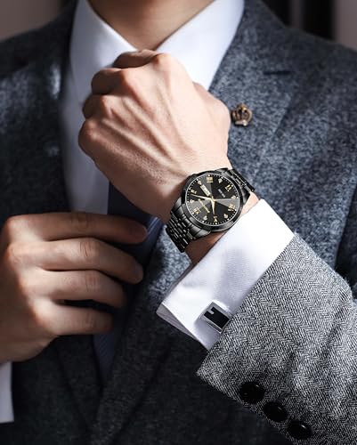 Image of PINDOWS Watch for Men Big Dial Analog Digital Black Silicone Sport Multifunction Luminous LED Dial Waterproof Watches Fashion Wristwatches