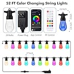 Outdoor String Lights Waterproof Patio Light 52FT 20 RGBW Dimmable LED Bulbs, Shatterproof Outside Hanging Color Changing Lights for Backyard Party Garden Porch Balcony (52FT) - Image 3