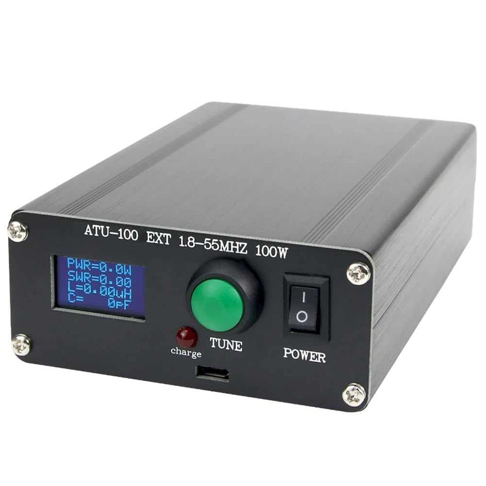 ATU-100 PRO+ 1.8-55Mhz Accordatore Automatico D'Antenna Multifunzione, Pratico, da 0.96" e Ricaricabile, in ABS + -ABVP
