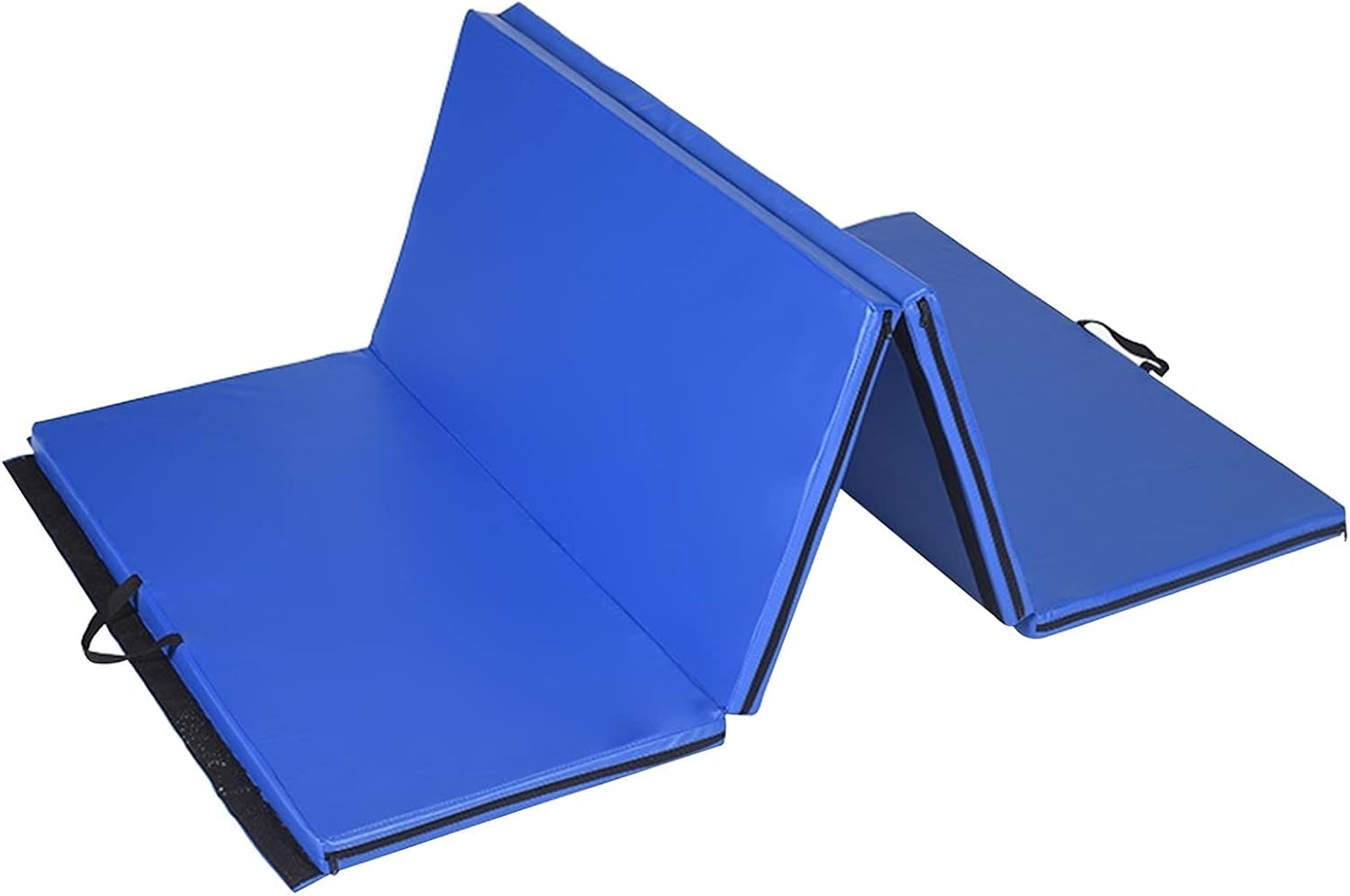 Exercise Mat Four-fold Folding Gymnastics Mat, Used for Tumbling, Bounce Training, Martial Arts Training Mat 120cm*240cm (Color : Blue)