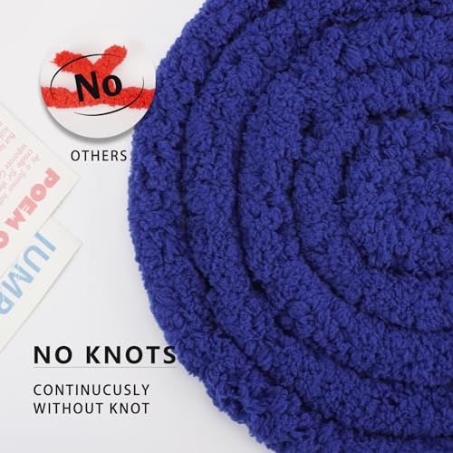 Image of Chunky Yarn for Hand Knitting, Chunky Chenille Blanket Yarn for Crocheting, Bulky Soft Fluffy Chenille for Blanket Project, 8 Pack of 8oz /25yds, Klein Blue