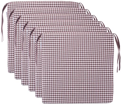 Brandsseller Sitzkissen Stuhlkissen kariert Kissen Sitzpolster - 40 x 40 cm (6er-Set, braun)