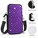 CWECVWE Men's Small Crossbody Cellphone Wallet Bag, Wallet Purses, Fashion Travel Bag With Adjustable Strap Purple Glitter Sparkle Texture