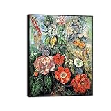  Paul Cezanne Tableau,Impression sur Toile,Flowers,Reproduction Tableaux Célèbre,Affiche sur Toile Encadrée,Tableau Décoration Murale Salon Moderne 90x117cm-35x46in Cadre Noir
