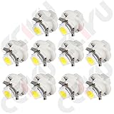 cciyu 10 Pack Car T5 B8.4D 5050 1SMD White LED Lamps Dashboard Side Indicator Lights Replacement fit for 2003-2006 Dodge Ram 1500/2002-2005 Porsche/2002 Jeep/2002-2006 BMW