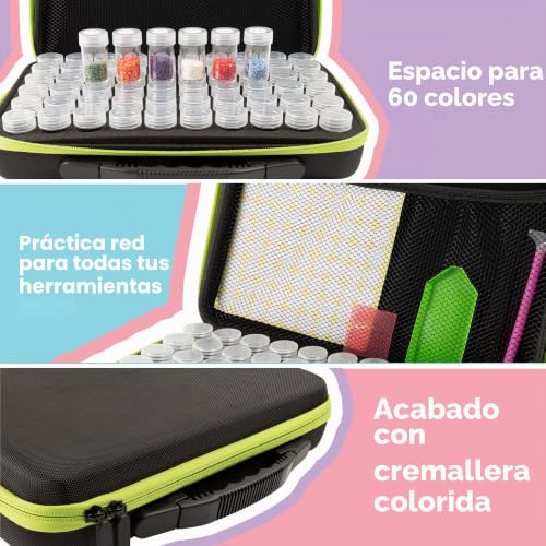Kit herramientas Diamond Painting 5D de Crafts & Co®: organizador verde con 60 tubos 4