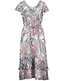 Feminine Silhouette Gerry Weber Damen Kleid mit Volants figurumspielend, tailliert Lila/Pink/Grün Druck 46