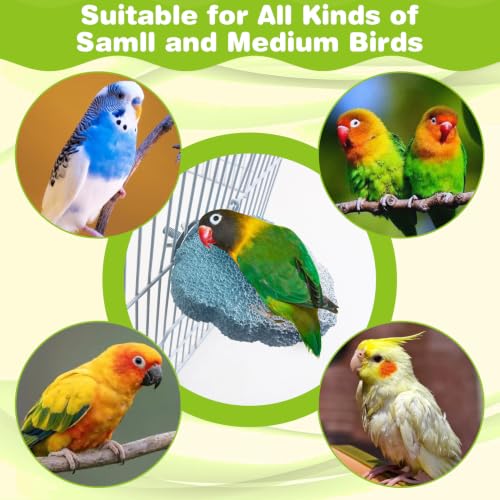 Image of PINVNBY 3PCS Bird Beak Grinding Stone Resin Bird Perch Stand Grinding Claw Birds Cage Perch Parrot Climbing Chewing Toys Parakeet Cage Accessories for Budgies Cockatiels Conures(Blue)