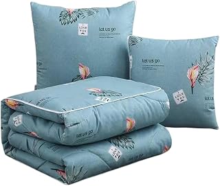 2-in-1 Travel Blanket & Convertible Cushion Foldable Soft Quilt with Neck Support Compact Napping Combo for Kids & Adults Ideal for Car, Home, Office, Airplane & Camping- Assorted