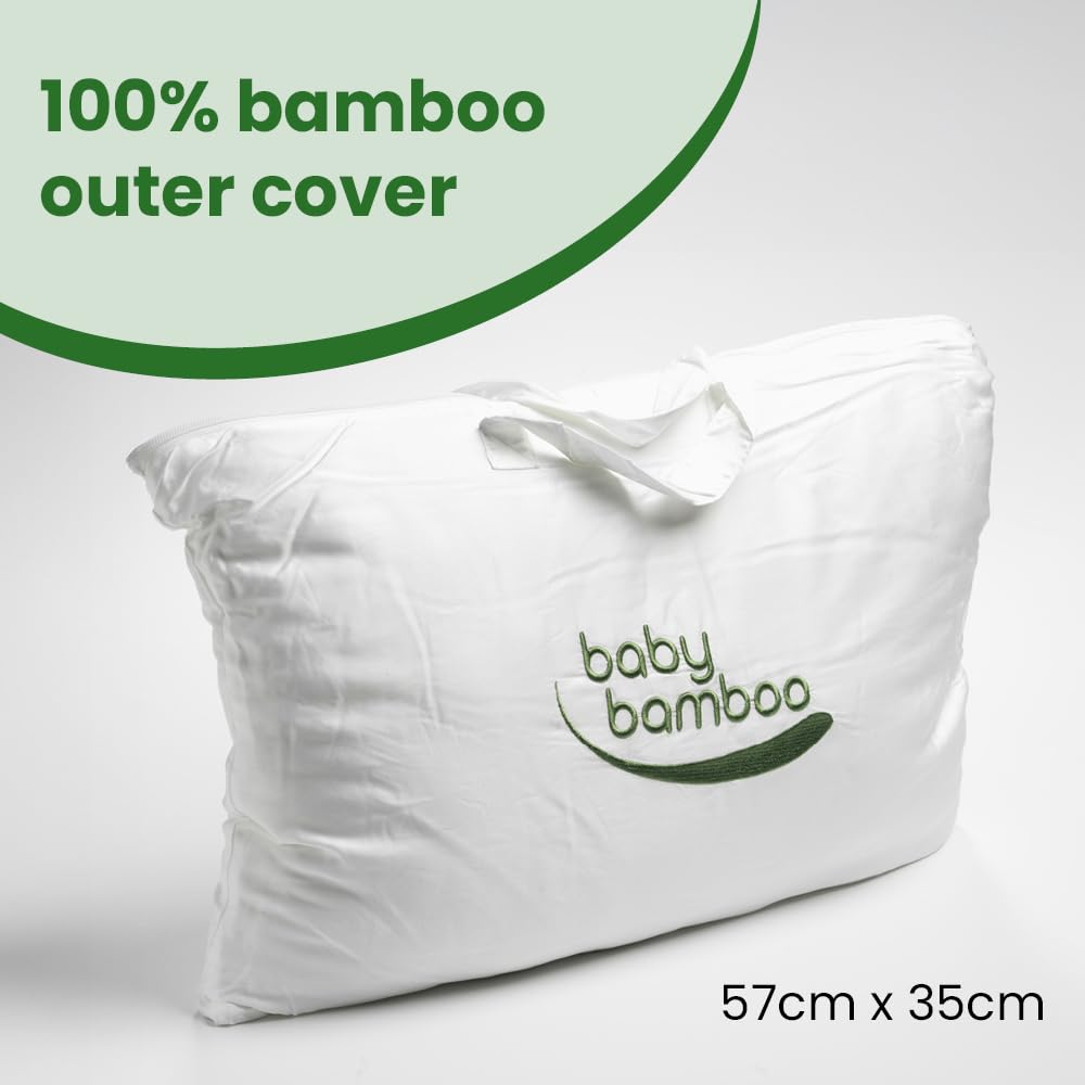 Oreiller en bambou pour bébé – Doux et bon maintien – 57 x 35 cm – Hypoallergénique, régulateur de température, évacuation de l'humidité – Convient aux lits de bébé standard