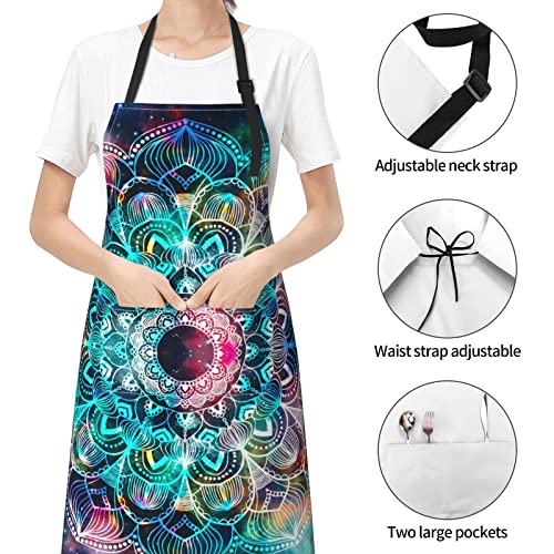 Lyiukz Bohemia Mandala Apron For Men Women Waterproof With 2 Pockets Adjustable Aprons Home Kitchen Cooking Gardening (33X28 Inch) #TOP4