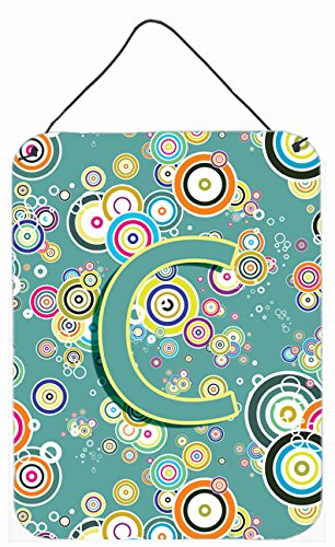 Letter C Circle Circle Teal Initial Alphabet Wall and Door Hanging Prints