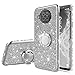 Nadoli Cover per Xiaomi Mi 10T Lite,Glitter Diamante Brillante Cristallo Luccicante Custodia Ragazza Anello Supporto Ring Kickstand Protettivo Silicone Case per Xiaomi Mi 10T Lite,Argento