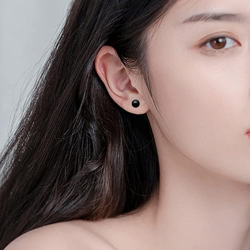 Miniatura 4 de 12 pares de aretes de perlas blancas y negras, Metal Perla