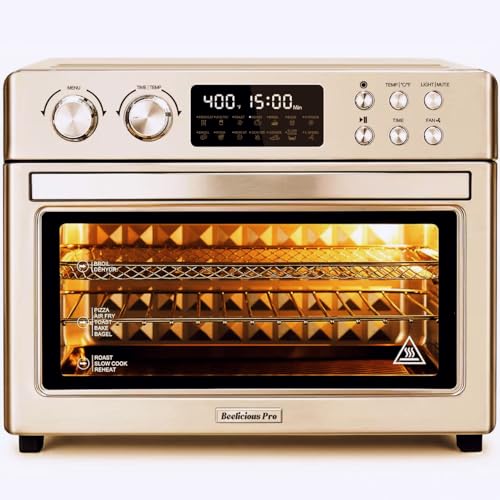 28QT Air Fryer Toaster Oven Combo, Large 12-in-1 Convection Countertop Oven with 3-Layer Cooking, Rotisserie for Chicken, 6 Heating Tubes, Fast Preheat, Fit 11