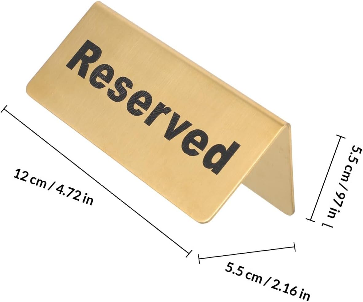 Reserved Seating Sign Table Card Stainless Steel Gold Tabletop Restaurant Reserved Sign for Wedding Banquet Party English Display