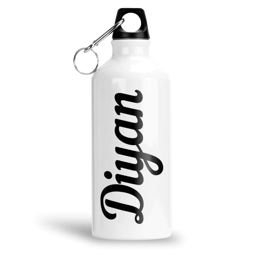 FurnishFantasy Aluminium White Sipper Bottle 600 ml - Best Gift for Happy Birthday, Return Gift, Name - Diyan