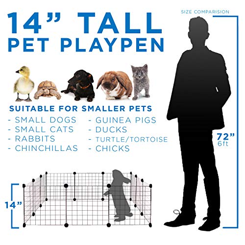 Work-It! Pet Playpen, Foldable Metal Exercise Pen | Small Animal Cage Indoor/Outdoor Metal Wire Fence For Rabbits, Guinea Pigs, Small Animals | Portable Kennel Crate Fence With Configurable 12 Panels #TOP5