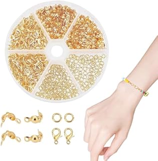 500PCS Lobster Clasps for Jewellery Making Set Fashion Bracelet Clasps and Closures Sturdy Jump Ring Bead Tips Knot Covers for Earring Bracelet Necklace DIY Jewelry Crafts Making