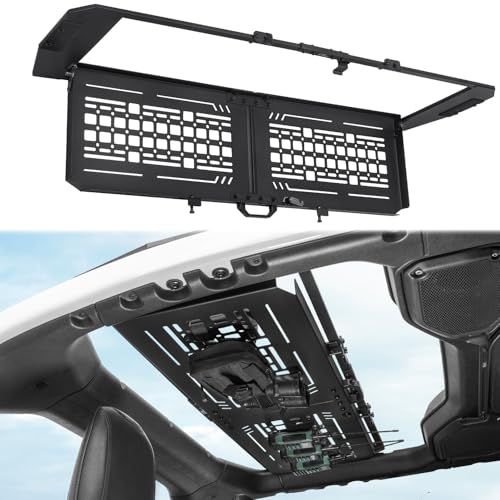 JOYTUTUS Rear Overhead Molle Panel Compatible with Wrangler 2018-2026 JLU 4-Door (Only for Hard Top), Wrangler Cargo Roof Rack Storage, No Drilling, Fold Down