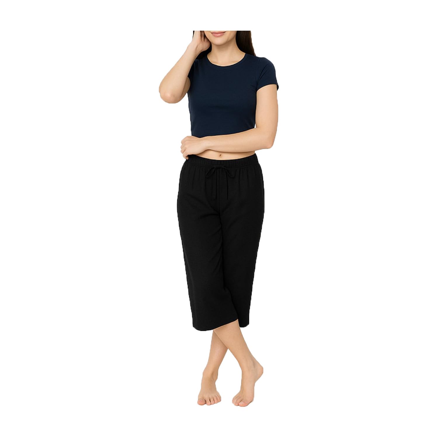 Womens 3/4th Capri For Girls Black 1Pack-picture-55