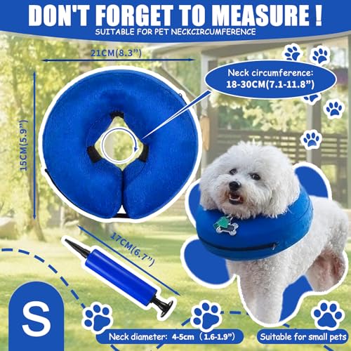Aufblasbare Halskrause Hund, Katze Einstellbarer weich Halskrause, Schutzkragen Hund, Verstellbarer Schnalle, Leckschutz Schutzkragen, Haustier Elisabethanischer für Sicht Nicht Blockiert, S