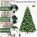 Goplus 8FT Pre-Lit Christmas Tree, Artificial Spruce Hinged Tree w/ 600 LED Lights and Pine Cones, Xmas Tree for Indoor Decor