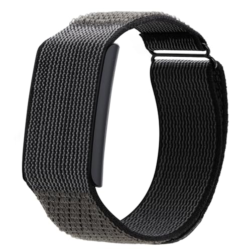 Dollform Nylon Sport Replacement Strap Compatible with Amazfit Helio Bicep Band, Adjustable Loop Arm Strap - Breathable & Sweatproof Wristband for Fitness Tracker (Black)