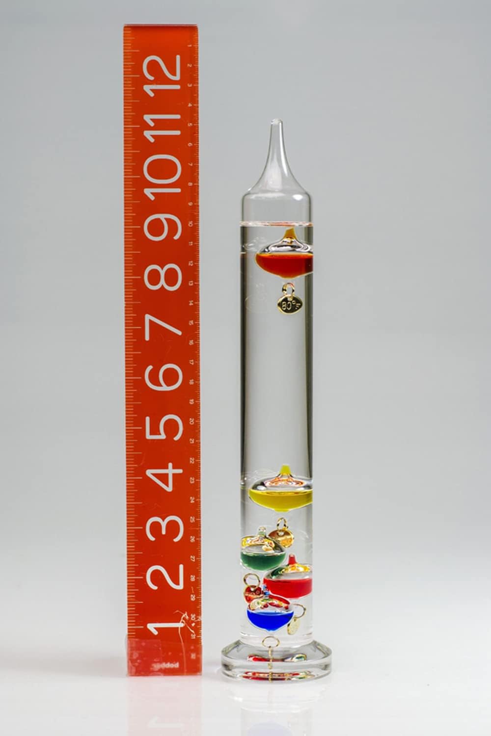SP Bel-Art H-B DURAC Galileo Glass Temperature Display, 11-Inch Clear Tube with 5 Floating Spheres, Accurate Indoor Scientific Thermometer for Physics Décor