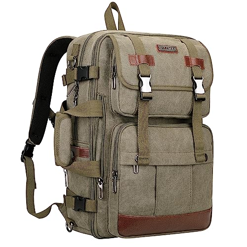 Image of WITZMAN Canvas Travel Backpack for Men Large Laptop Backpack Fit 16 inch Carry-on Airline Approved Shoulder Rucksack