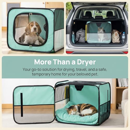 Fesatccoz Collapsible Cat Dog Dry Room with Hair Dryer Hole Portable Pet Drying System cat Drying Box