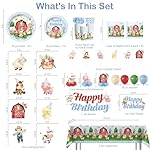 Xynic 205 Pcs Farm Birthday Decorations Set - Serves 25 Guests - All-in-One Farm Party Decorations Kit with Banner, Cake Toppers, 350gsm Plates, Tablecloths, Backdrop, and Honeycombs - Image 2