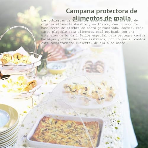 Miniatura 4 de Vintoney Cubierta Protectora Alimentos Fresca, 6 Pcs Mosquitera Comida, Cubierta De Malla Plegable Para Alimentos, Prevenir Moscas,Insectos Y Mosquitos
