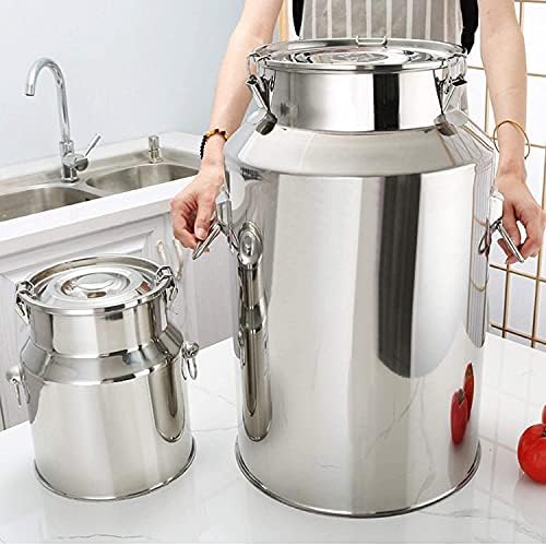 Stainless Steel Airtight Transport Barrels, Stainless Steel Airtight Barrels, Heavy-Duty with Sealing Lids, Wine Barrels, Brewing Barrels, Storage Tanks, Milk Barrels,22L