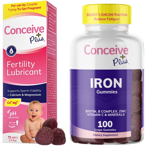 Conceive Plus Fertility Lubricant 2.5 Ounce Tube and Iron Gummy Supplement 60 Count Bundle