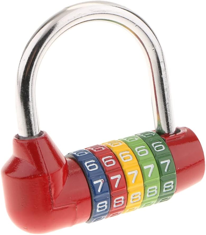 Mini Combination Padlock, 5 Digit Number Password Code Dial Combo Lock (Color : D) (Black)