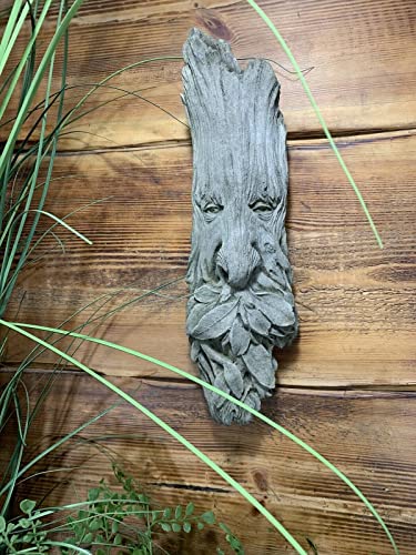 STONE GARDEN GREEN MAN LEAF FACE / BRANCHES WALL TREE PLAQUE HANGING ORNAMENT