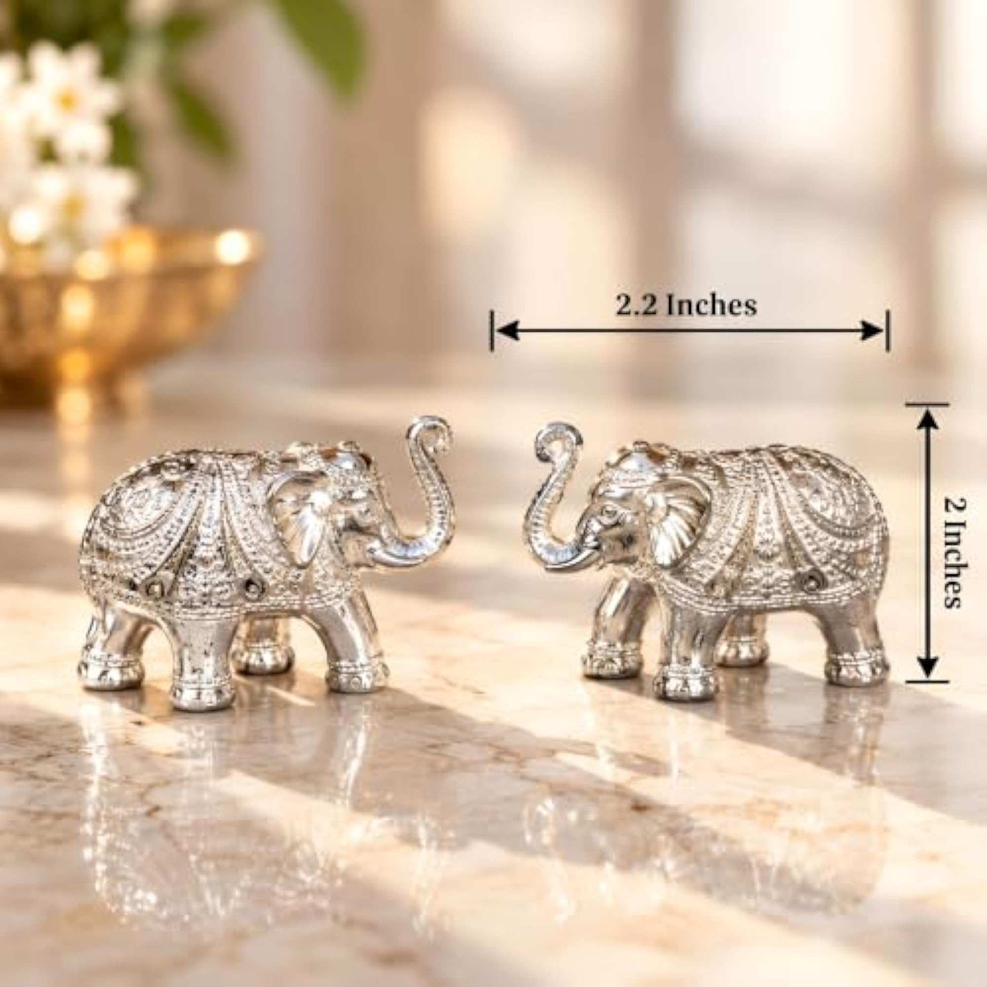 German Silver Elephant Pair Showpiece Gift Box Set