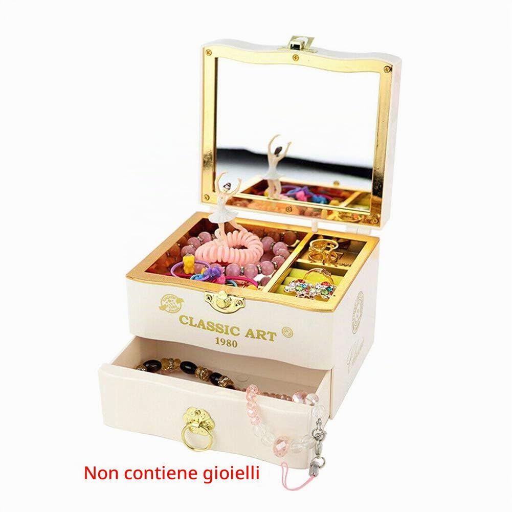 Faderr Scatola regalo di musica, Carillon rotante di nozze, Carillon musicale gioielli ballerina portagioie musicale cassetto di stoccaggio gioielli ballerina ornamenti ragazza musicale