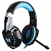 KOTION EACH G9000 Headset 3.5mm Game Gaming Headphone Earphone with Microphone LED Light for Laptop Tablet/ Mobile Phones/ PS4 (Black Blue)