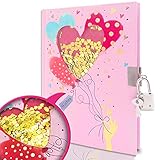GINMLYDA Pink Secret Diary for Girls, 7x5.25 Inches 160 Lined Pages Shakable Sequin Kids Diary with Lock Heart Journal for Girls Gifts Cute Notebook for Birthday Presents Toys 5 6 7 8 9 10 Year Old - Image 1