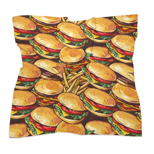 Hamburgers French Fries Square Head Scarves Cute Funny Hair Scarf Kerchief Neckerchief Headband Neck Wraps3
