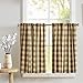 Zen Creative Designs Poplin Buffalo Checkered Tier Window Valance 2 Piece Set Home DÃ©cor Bedroom Nursery Kitchen Window (Brown and Cream)