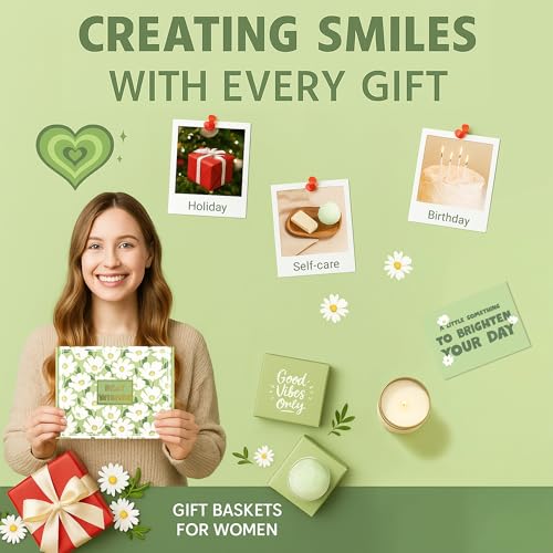 Image of Gift Baskets for Women, Unique Birthday Gifts for Women, Best Friend Inspirational Gifts Spa Gifts Christmas Gift for Woman Ideas Box Set Her Teen Girl Sister Friendship - Brighten up Her Day!