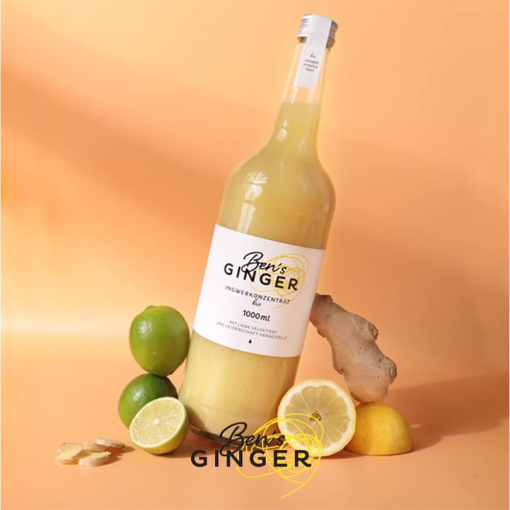 Ben’s Ginger Bio Ingwerkonzentrat – täglicher Booster, Ingwer Shot für Tee, Cocktails, Gerichte - 3x 1000ml